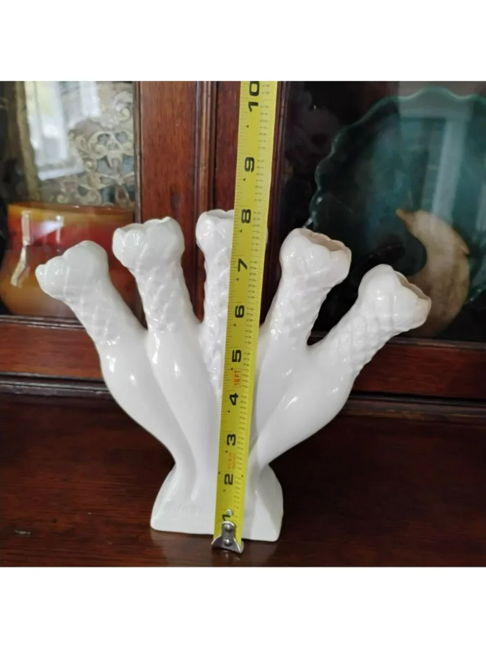 Vintage Five Finger Vase MCM Quintal Horn Williamsburg Style Posy Holder Fan Bud